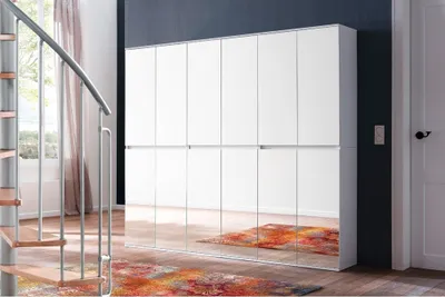 Produktbild von Großer Garderobenschrank mit Spiegeltüren MAIA-19 in weiß, B/H/T: ca. 222/191/34 cm