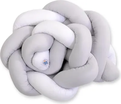 Produktbild von Flätat Schutzpolster für Babybett Weiß/Grau 180 cm Knotenkissen hochwertige Baumwolle
