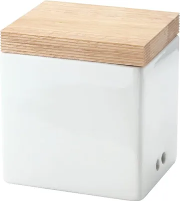 Produktbild von 3 Stück Continenta Knoblauch Vorratsdose aus Keramik mit Holzdeckel, Knoblauchdose mit Aufschrift: Knoblauch, 14 x 12 x 15,5 cm, Set by Danto®
