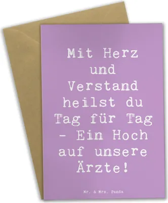 Produktbild von Mr. & Mrs. Panda Grußkarte Spruch Arzt Herz Verstand - Lavendeltraum - Geschenk, Doktor, osterkarten, Danke sagen, glückwunschkarten, Dankbarkeit, Liebe, Aufmerksamkeit