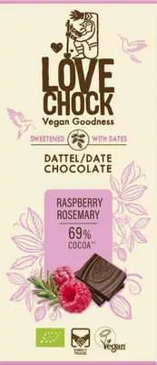 Productafbeelding van Lovechock Pure Chocolade Framboos Rozemarijn (70 gr)