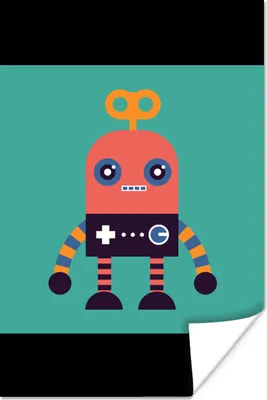 Produktbild von MuchoWow® Poster Roboter - Spielzeug - Gesicht - Rosa - Jungen - Kinder 80x120 cm - Papierdruck