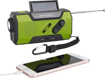 Productafbeelding van Merkloze noodradio - Zonnemobil - Zonne-noodradio - Overlevingsradio - Batterijradio - Noodradio - Dynamo radio - Noodradio - Draagbare radio - Omkeerbaar - Kookradio