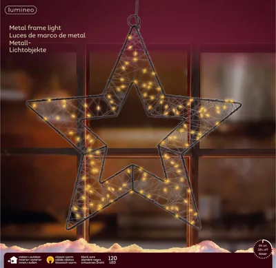 Obrázek produktu pro LED hvězda pro zavěšení venku 38cm kovový časovač / baterie černá