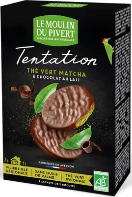 Image de Tentation - Biscuits au matcha et chocolat au lait 130g