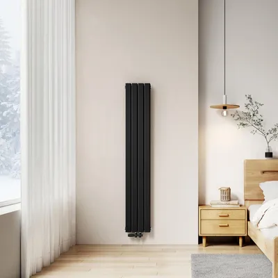 Produktbild von EMKE Heizkörper Flach 180 x 30,4 cm Doppellagig 1082 W Schwarz Design Paneelheizkörper