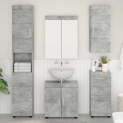Produktbild von "Schlussverkauf" Badezimmer-WandSchrank 1 PC - Badezimmschrank - TULUM Beton Grau 37x24,5x86 cm  C9388