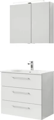 Produktbild von Pelipal Badmöbel-Set Sunline 121 BxHxT 81 x 200 x 46 cm Frontfarbe weiß hochglanz mit Mineralguss-Waschtisch, Waschtisch
