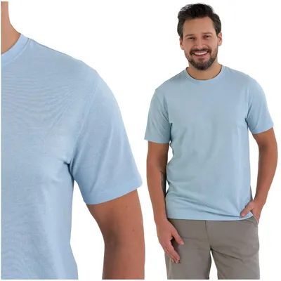 Produktbild von T-Shirt - Herren T-Shirt Größe XXL - T-Shirt Baumwolle blau - T-Shirt kurzarm - T-Shirt meliert