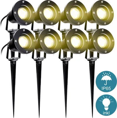 Obrázok produktu pre Jiubiaz 8X záhradný reflektor 4W LED záhradné svetlo so zemným hrotom trávnikové svetlo teplá biela vodotesná IP65 pre vonkajšie záhradné jazierko krajina