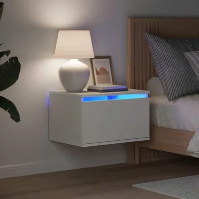 Zdjęcie produktu dla vidaXL Naścienny stolik nocny z oświetleniem LED Biały
