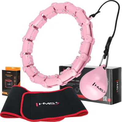 Produktbild von Set Hula Hoop Hhw02 Hellrosa Mit Gewicht Hms + Taille Stütze Br163 Schwarz
