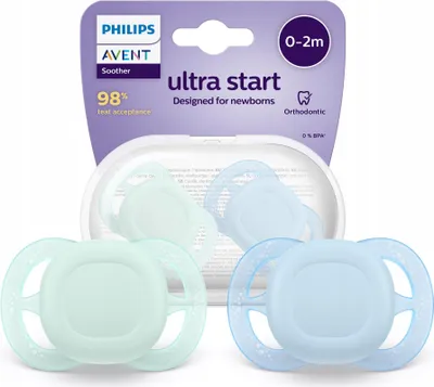 Image de Philips AVENT Sucette SCF075/12 Ultra Start, Sucette classique pour bébé, Orthodontique, Silicone, Garçon/Fille