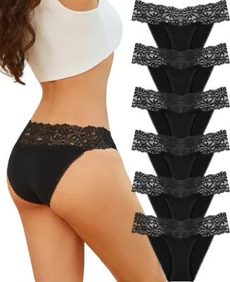 Produktbild von Set mit 6 Damenunterhosen – y Baumwolle und Spitze – Größe L