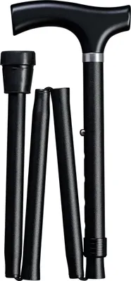 Produktbild von Gastrock Gehstock faltbar – Schwarz – Fritz-Griff – Verstellbar von 85 bis 95 cm – Hartholzgriff – 18 mm – Aluminiumschaft – Gehstock für Senioren