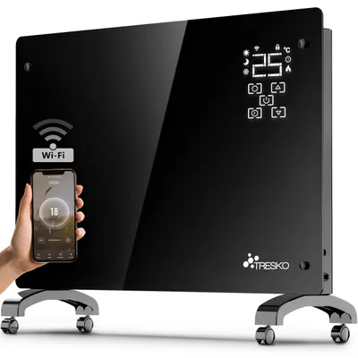 Produktbild von Elektrische Konvektorfliese – 1500 W – Schwarz – Steuerung per App und Timer – Glasheizung