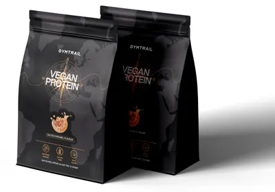 Produktbild von GYMTRAIL® Veganes Eiweißpulver aus Erbsenprotein 1000g | Pflanzliches Proteinpulver mit essenziellen Aminosäuren | Ohne Soja und Süßungsmittel mit Birkenzucker | Salted Caramel