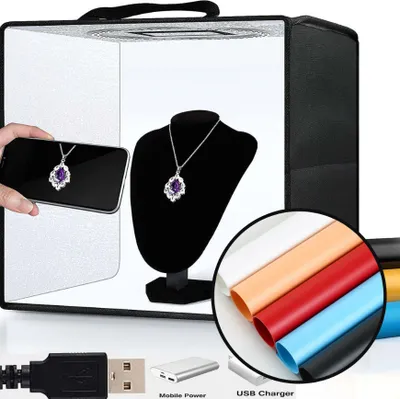 Produktbild von Confibel - Produktový fotobox/miništúdio - Súprava fotostudia - Svetelná kocka - Fotostan - Fotobox - Čierny