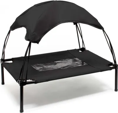 Zdjęcie produktu dla Wiltec legowisko dla psa z daszkiem czarne 76 x 60 x 16 cm rozmiar M do 25 kg zewnętrzne legowisko dla kota miejsce do spania dla zwierzaka daszek przeciwsłoneczny