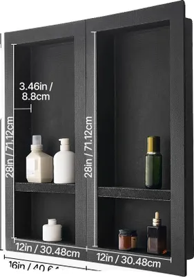 Produktbild von Duschnische, bewegliches Trennregal, wasserdichtes Design, 16inchx32inch