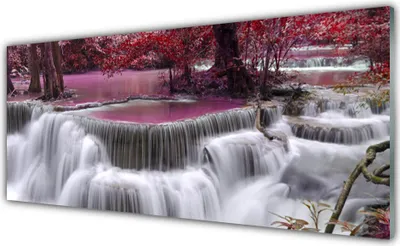 Produktbild von Glasbilder 125x50 Wandbild Druck auf Glas Watterfall Baum Natur