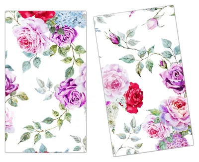 Produktbild von Spritzschutz Herdabdeckplatte Schneidebrett aus Glas Blumenmuster 2-Teilig (60x52cm)