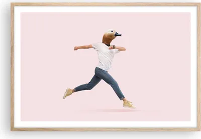 Produktbild von Gerahmtes Poster - Rahmen in heller Eiche - Anthropomorphisierung Mensch Ente - 91,5x61 cm - Wand Bild - Wanddeko - Wandbilder - Kunstposter - Wandposter - Bilderrahmen - Bilder - P2NAA91x61-4597