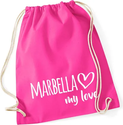 Produktbild von Huuraa Turnbeutel Marbella my love 12 Liter Fuchsia Baumwolle Rucksack Geschenkidee