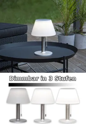 Produktbild von Star Trading LED Solar Tischlampe Solia weiß für innen und außen kabellos mit Solar dimmbar