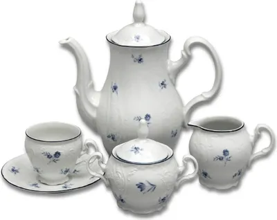 Produktbild von Karlsbader Porzellan, Kaffeeservice Thun Bernadotte, blaue Rosen, 15 Stück