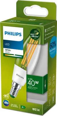 Produktbild von Glühbirne Philips LED, B35, warmweiß, E14, 2,3 W, 485 lm