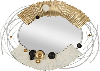 Produktbild von FURNLUX Wandspiegel Klee Gold 114cm / Hauptfarbe: Gold / Abmessungen: 114 x 81 x 7 cm