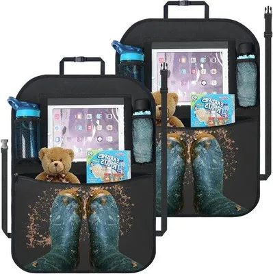 Image de Organiseur de siège de voiture imperméable noir pour ranger les jouets des enfants