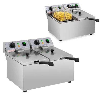 Zdjęcie produktu dla Frytownica Podwójna Gastronomiczna Elektryczna 230 V 2 X 3200W 2 X 8 L