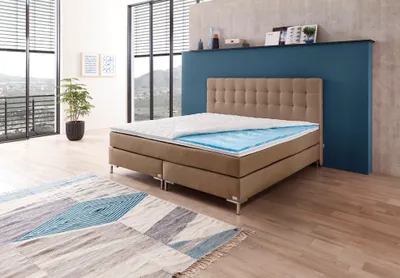 Produktbild von Boxspringbett WELCON ROCKSTAR® mit ErgoGEL® TOPPER 180x200 cm Härtegrad H3 hellbraun