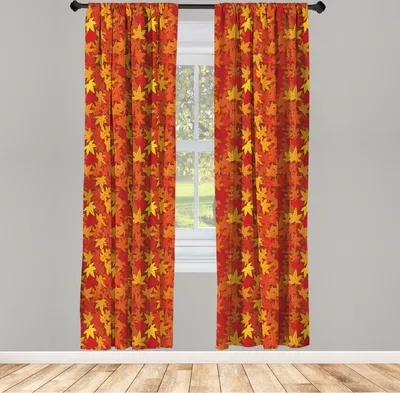 Produktbild von ABAKUHAUS Orange Vorhänge, Gardinen, Bunte Herbst Herbstsaison Ahornblätter In Den Ungewöhnlichen Entwirft Natur Kunst Druck, 2 Stück 75 x 225 cm, , Burnt orange