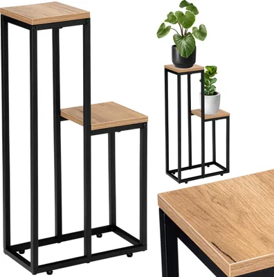 Image de Porte-fleurs loft noir HAZEL CRAFT 2 étages