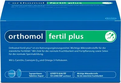 Produktbild von Orthomol Fertil plus - für Männer mit Kinderwunsch - mit Zink und Selen - Unterstützung der männlichen Fertilität - Tabletten/Kapsel, 30 St. Tagesportionen