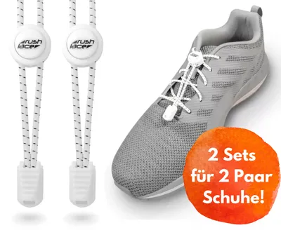Produktbild von Elastische Schnürsenkel für 2 Paar Schuhe - Weiß - 100 cm - Schnellschnürsystem/Schnellverschluss