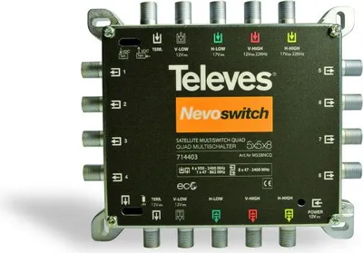 Obrázok produktu pre Televes 714403, 5 vstupy/vstupov, 13 výstupy/výstupov, 950 - 2400 MHz, 47 - 862 MHz, 4 dB, 2 dB