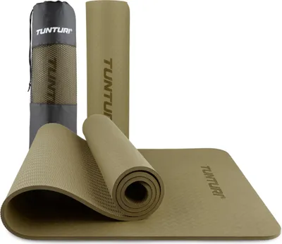 Produktbild von Tunturi Dicke Yogamatte 8mm - Rutschfest Gymnastikmatte  - Mit Tragegurt - Für Yoga und Pilates -  Sportmatte 183x61x0,8cm -Schadstofffrij - Besonders komfortabel - Grün
