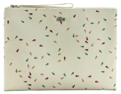 Image de LACOSTE pochette Clutch Confetti Croc Farine blanc