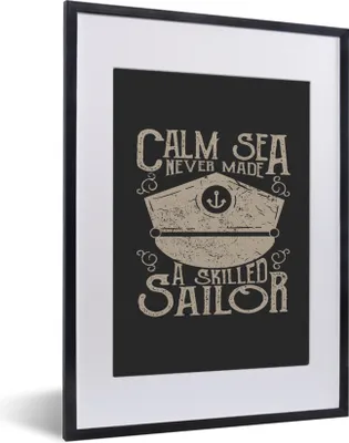 Produktbild von MuchoWow® MuchoWow® Gerahmtes Poster Jahrgang - Segeln - Hut 30x40 cm - Poster mit zchwarzem Bilderrahmen - Wandposter Schlafzimmer