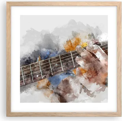 Produktbild von Gerahmtes Poster - Rahmen in heller Eiche - Gitarre Musik - 40x40 cm - Wand Bild - Wanddeko - Wandbilder - Kunstposter - Wandposter - Bilderrahmen - Bilder - Kunstdruck - Wandbild - P2NAC40x40-3448