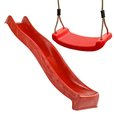 Produktbild von 4iQ Slide Wellenrutsche Rutsche 150 Rot aus HDPE für Kinderspielplatz + Schaukelsitz