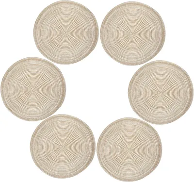 Produktbild von Platzset 6er-Set, Rund, 36 cm, Hitzebeständig, Gewebt, Kaffeefarbe, Für Küchentisch Und Esstisch