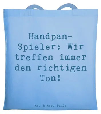 Produktbild von Mr. & Mrs. Panda Tote Bag Spruch Handpan Spieler - Sky Blue - Geschenk, Shopping Tasche, Handpan-Spieler, Jutebeutel, Meditation, Musik, Laptoptasche, Harmonie, Unitasche