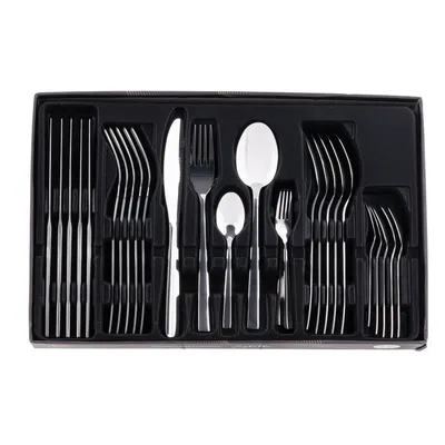 Produktbild von 30tlg. Besteck 30 Stück für 6 Personen, Besteckset Geschenkpaket Messer / Gabel / Esslöffel / Teelöffel / Kuchengabel, Besteckset Edelstahl POLIERT