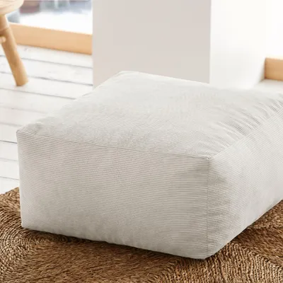 Image de Pouf carré 50x50 cm en velours beige