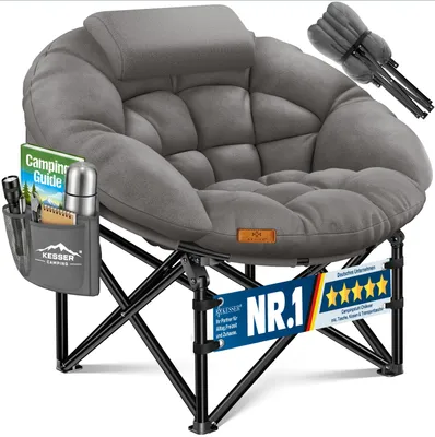Produktbild von KESSER® Campingstuhl faltbar 150kg Klappstuhl mit Kissen, Seitentasche & Cover
